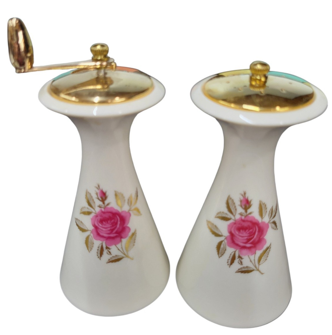 Lenox Rhodora China, saltshaker, pepper grinder set Rose Gold Accents Lenox Rhodora China, saltshaker, pepper grinder set Rose Gold Accents