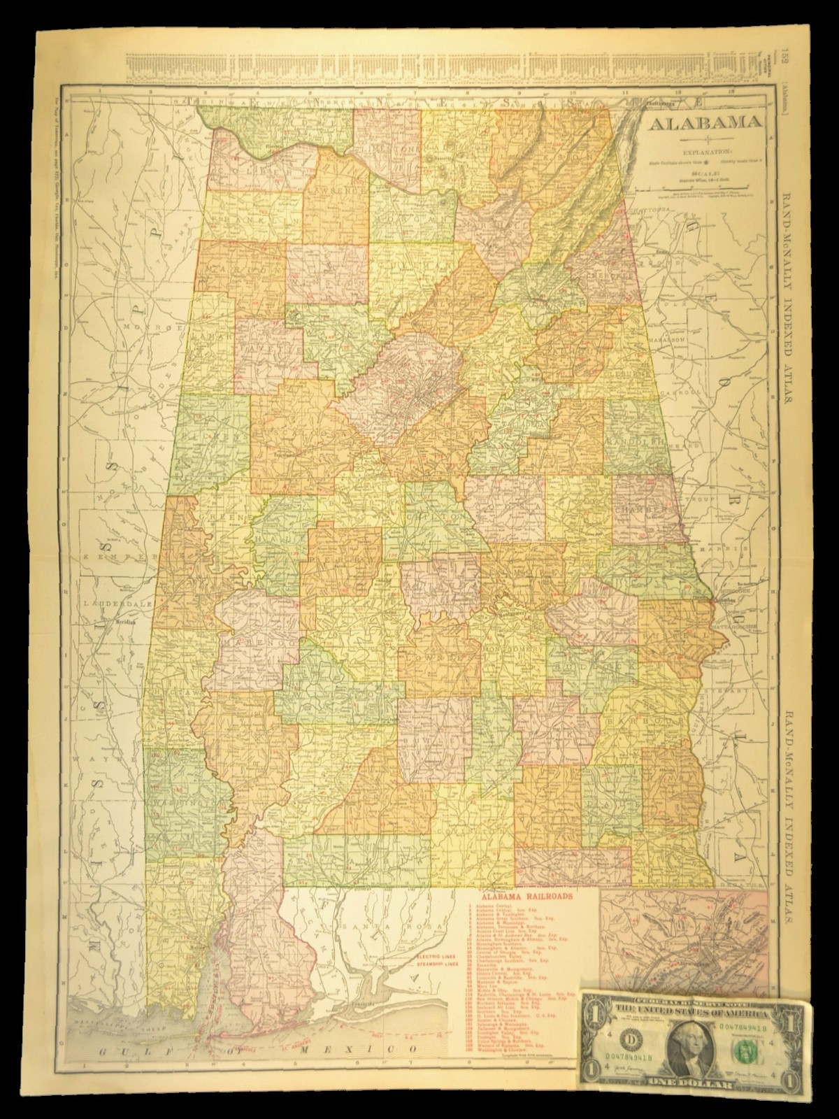 1911 Antique Alabama Railroad Map ORIGINAL Atlas Map Southern Railway DATED 1911 Antique Alabama Railroad Map ORIGINAL Atlas Map Southern Railway DATED
