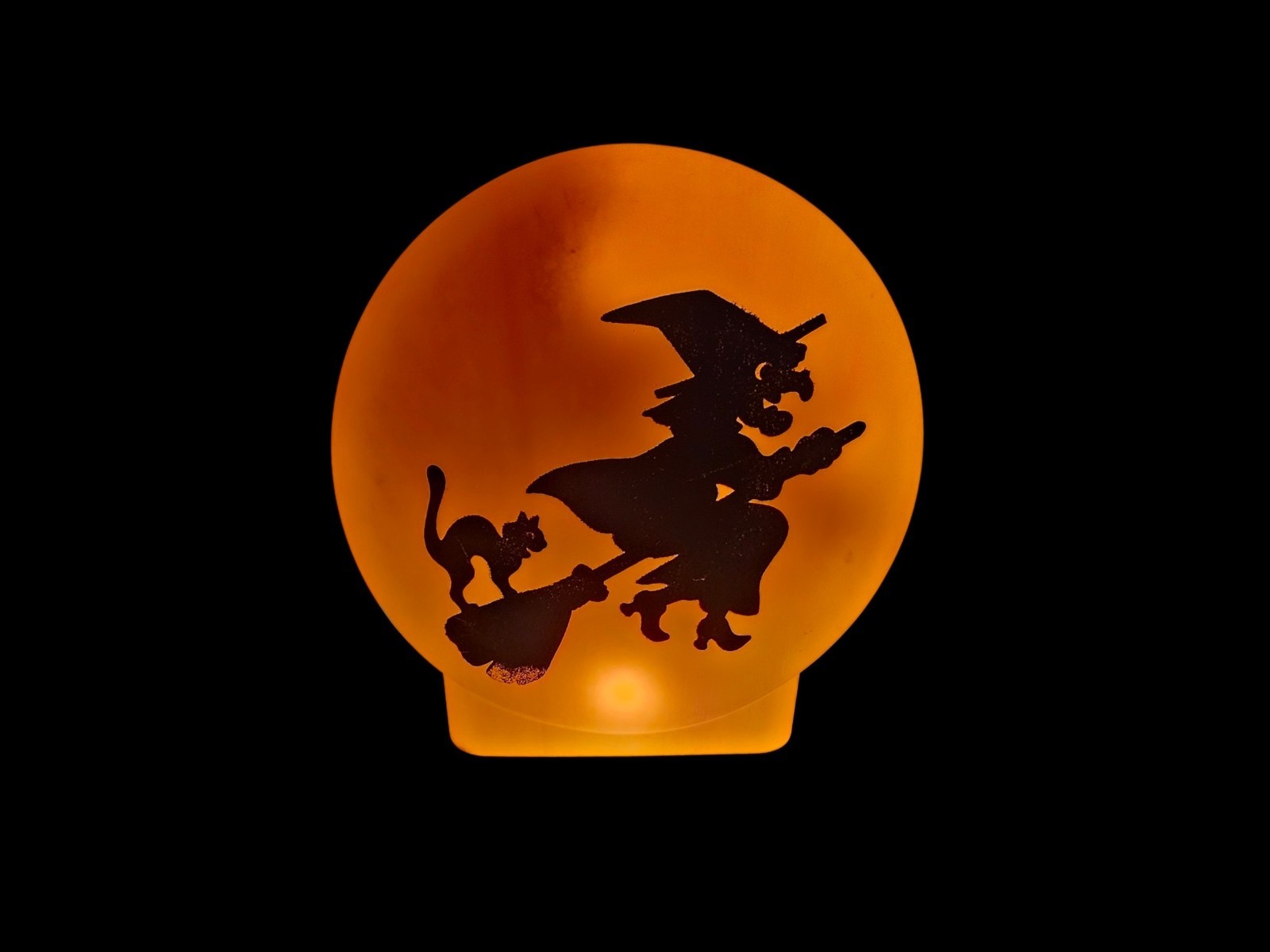 Vintage Flying Witch Black Cat Silhouette Moon Blow Mold Sun Hill 21\