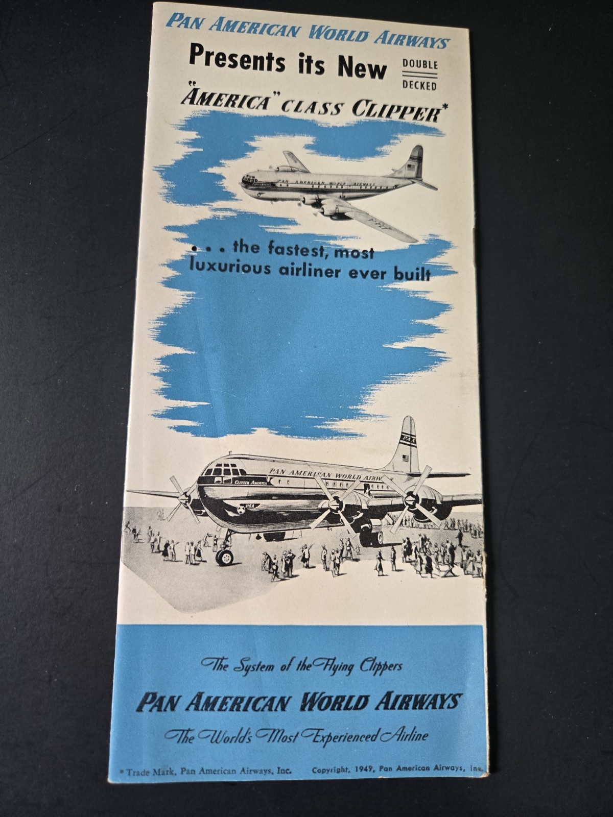 VINTAGE PAN AMERICAN WORLD AIWAYS AMERICA CLASS CLIPPER BROCHURE