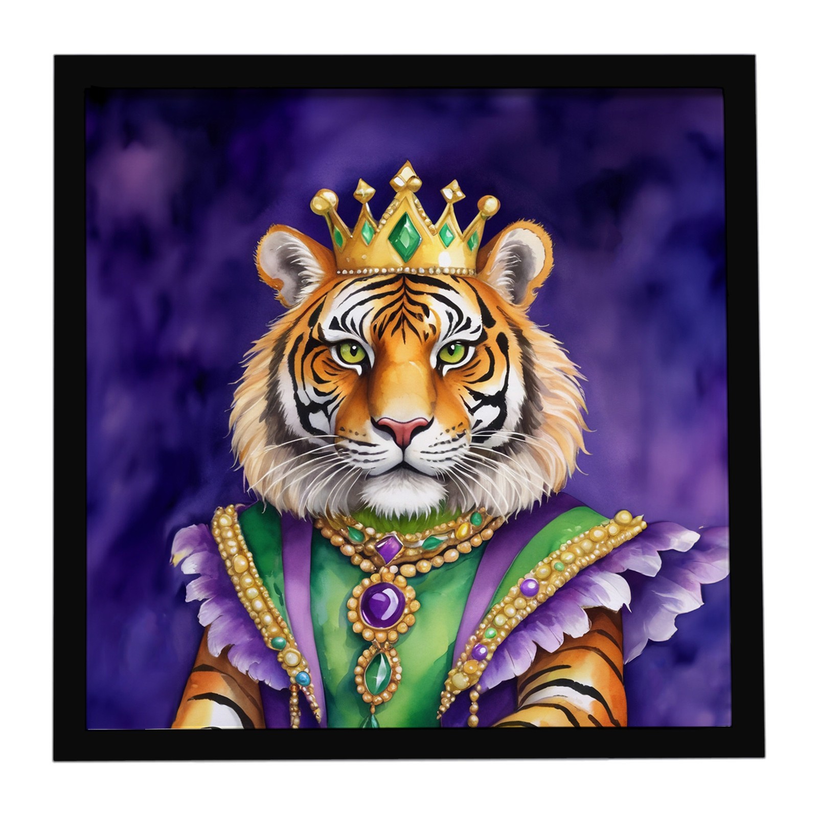 Caroline\'s Treasures Tiger the King Queen Mardi Gras Framed Print DAC5248MFP88