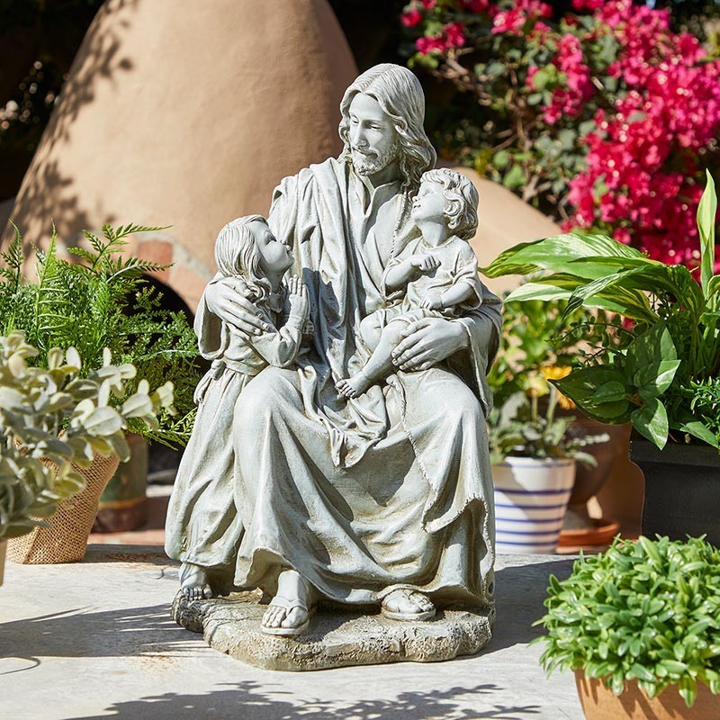 Jesus With Children Outdoor Resin Statue 16.5\
