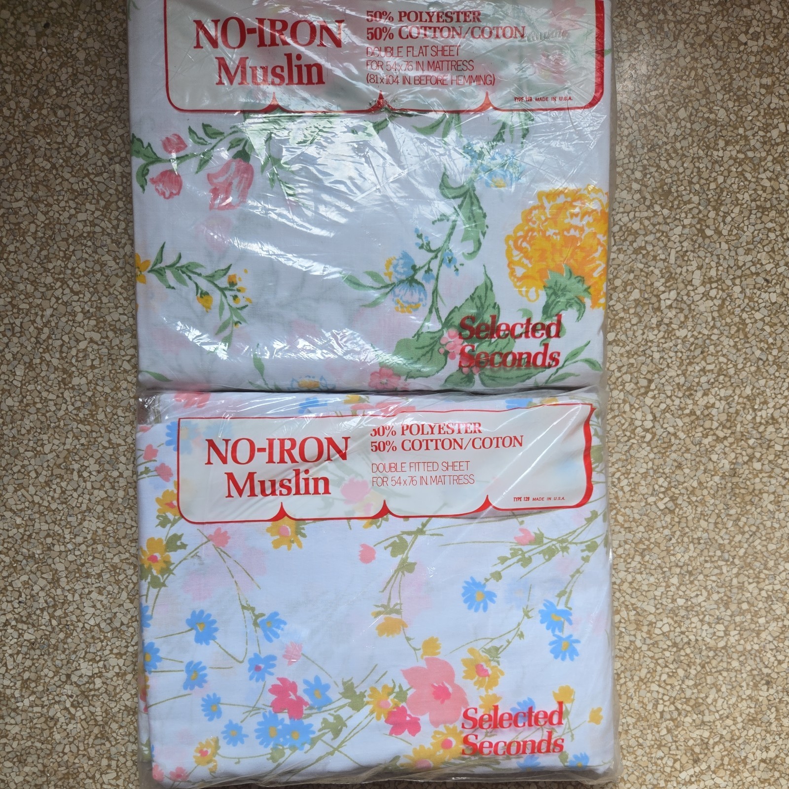 4pc Vintage Selected Seconds No Iron Muslim flat and fitted sheets dbl bed