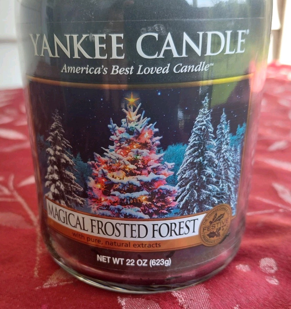 RARE Yankee Candle Magical Frosted Forest 22oz Large Jar RETIRED Christmas Tree