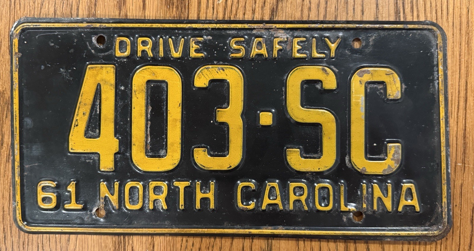 1961 North Carolina License Plate Car Tag