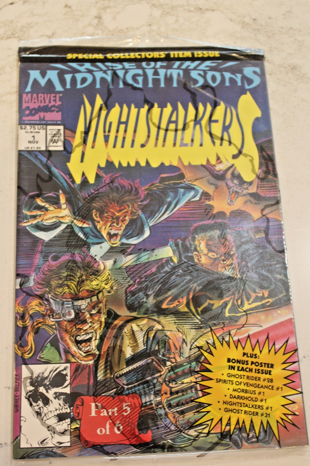1992 NIGHTSTALKERS #1 Rise of the Midnight Sons Polybagged Part 5 of 6 New