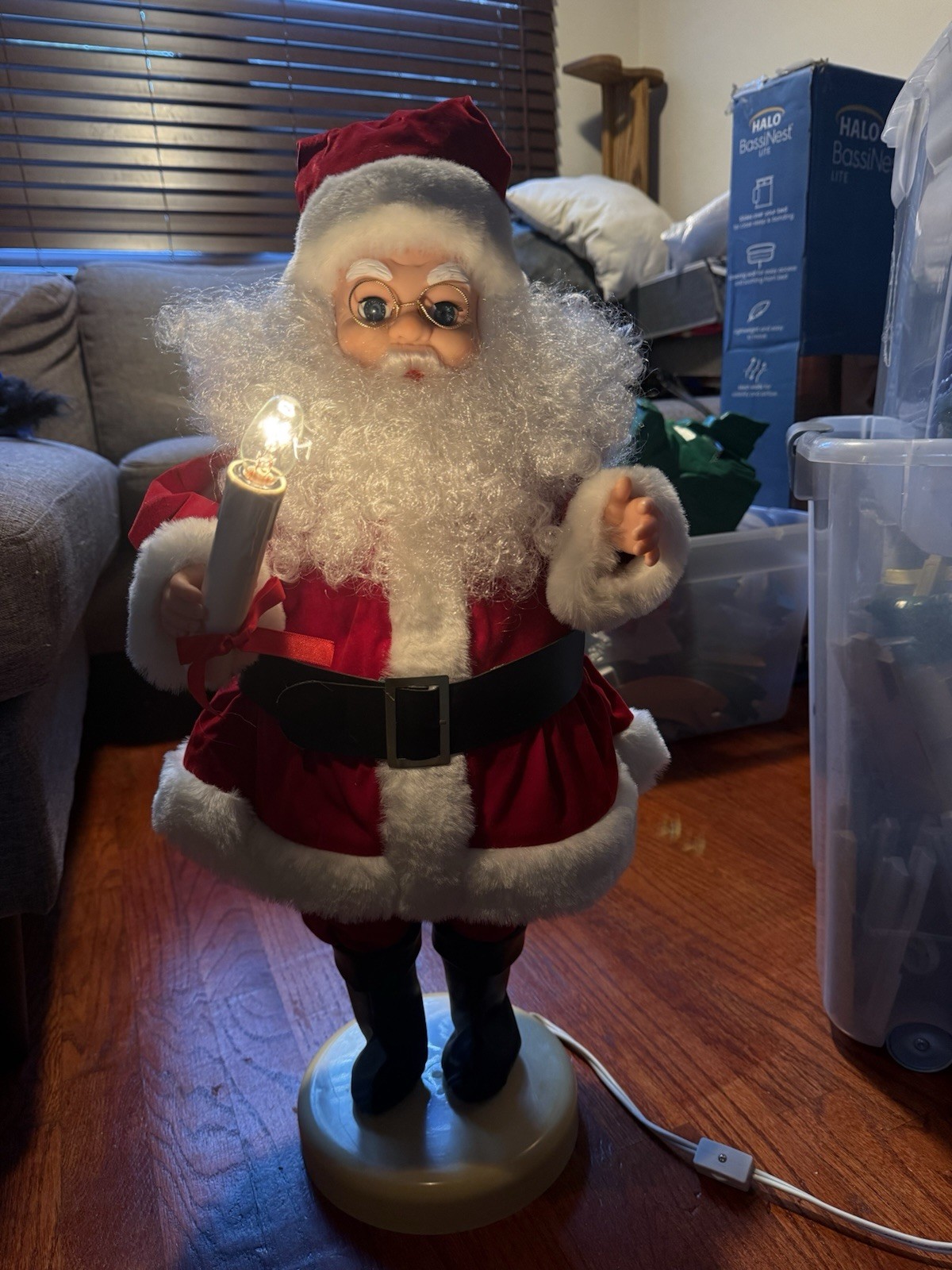 VTG Christmas Animated Santa Claus Motion Holding Candle 24” Rennoc VTG Christmas Animated Santa Claus Motion Holding Candle 24” Rennoc