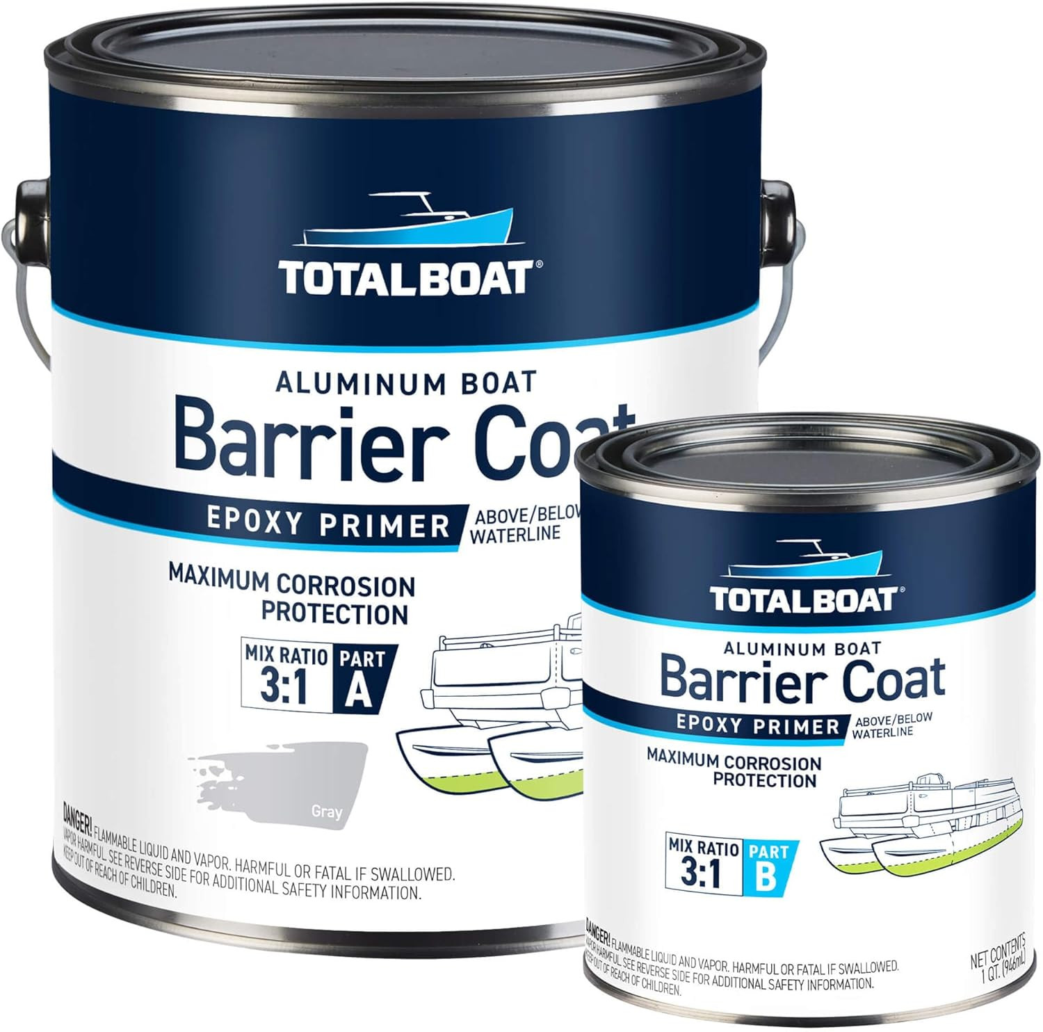 TotalBoat Aluminum Boat Barrier Coat Gallon Gray Epoxy Primer For Hulls Pontoons