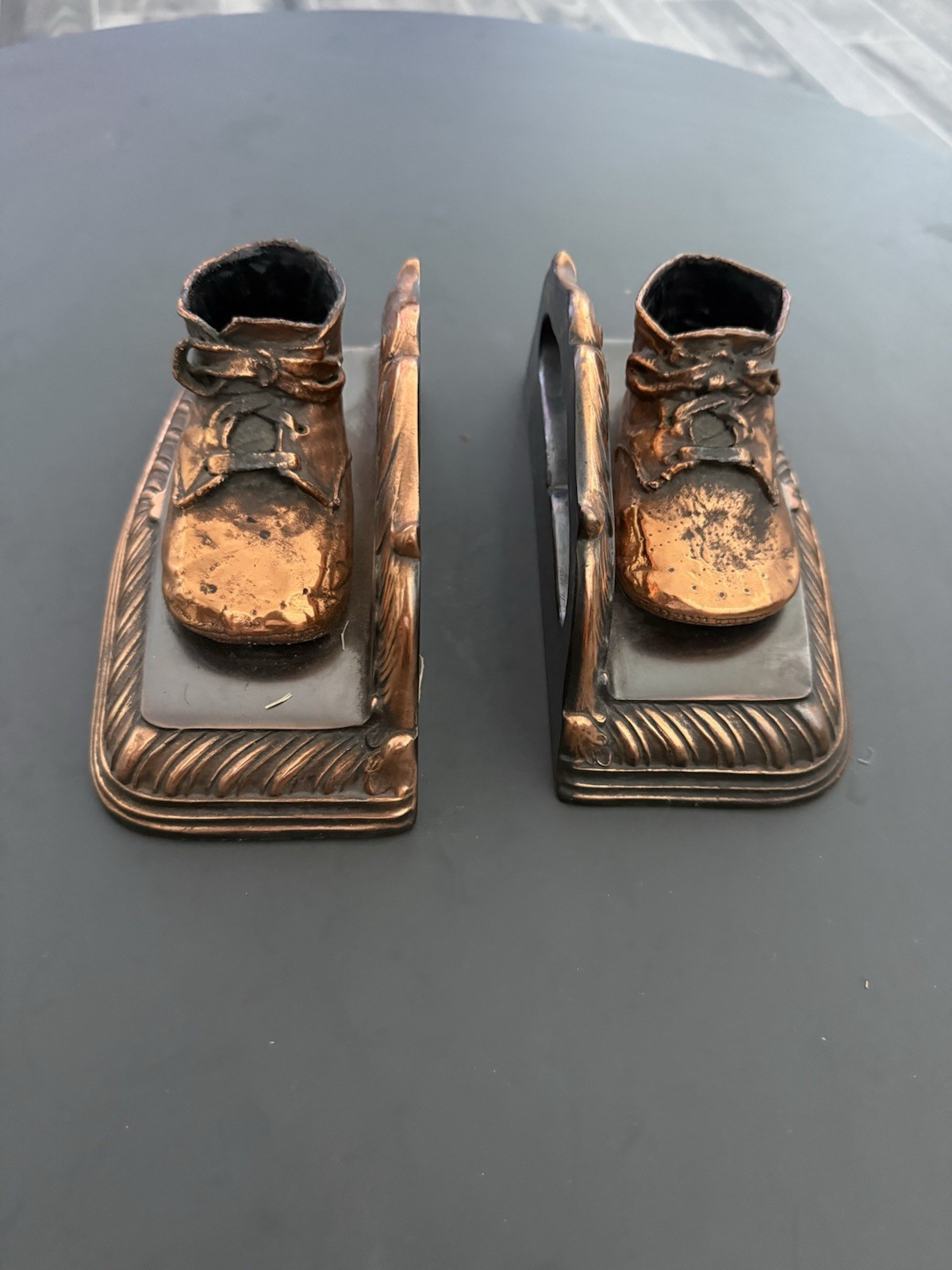 Vintage Bron-Shoe Baby Shoe Bookends