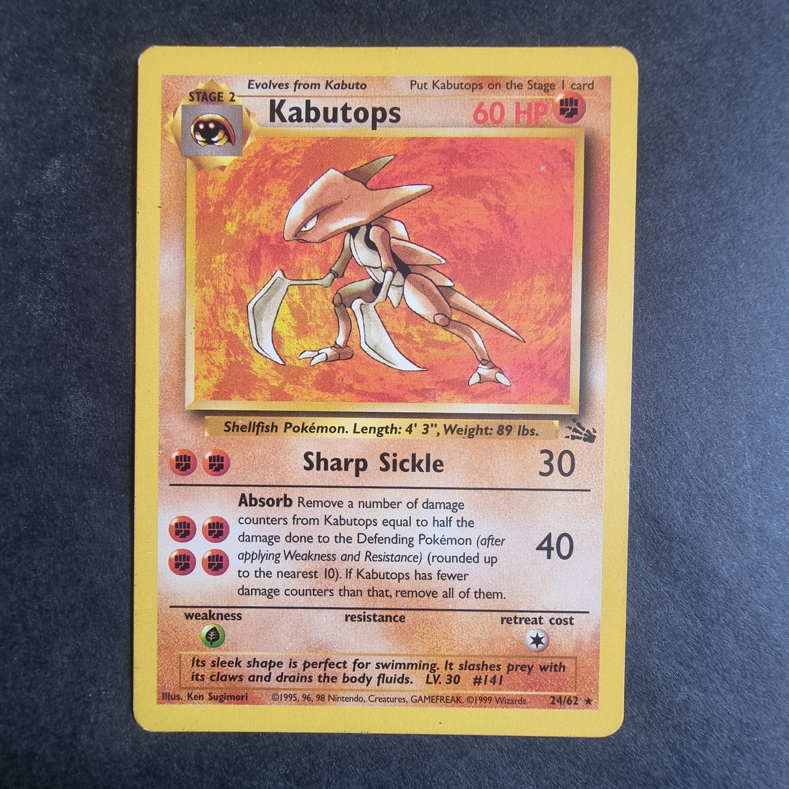 24/62 Kabutops MP Fossil Rare Pokemon TCG Card 2009 24/62 Kabutops MP Fossil Rare Pokemon TCG Card 2009