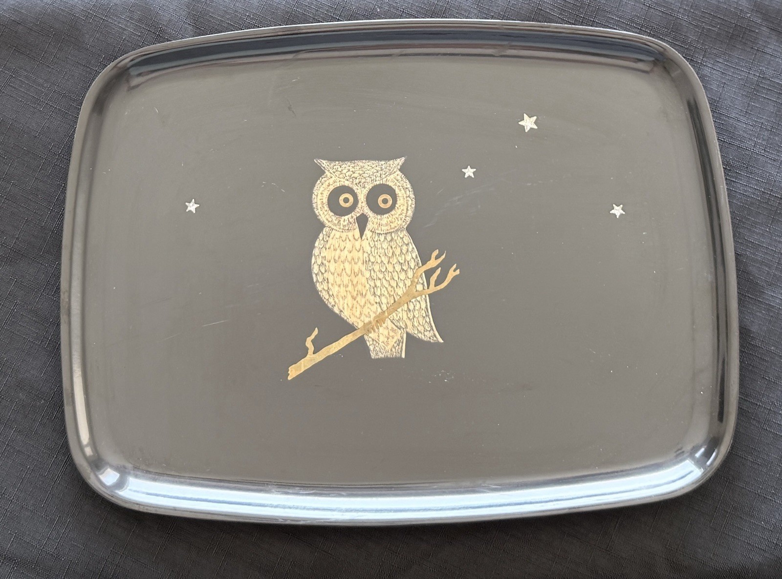 Vint Couroc Of Monterey Owl & Stars Tray Mid Century Rectangular 12.5 X 9.5 Vint Couroc Of Monterey Owl & Stars Tray Mid Century Rectangular 12.5 X 9.5