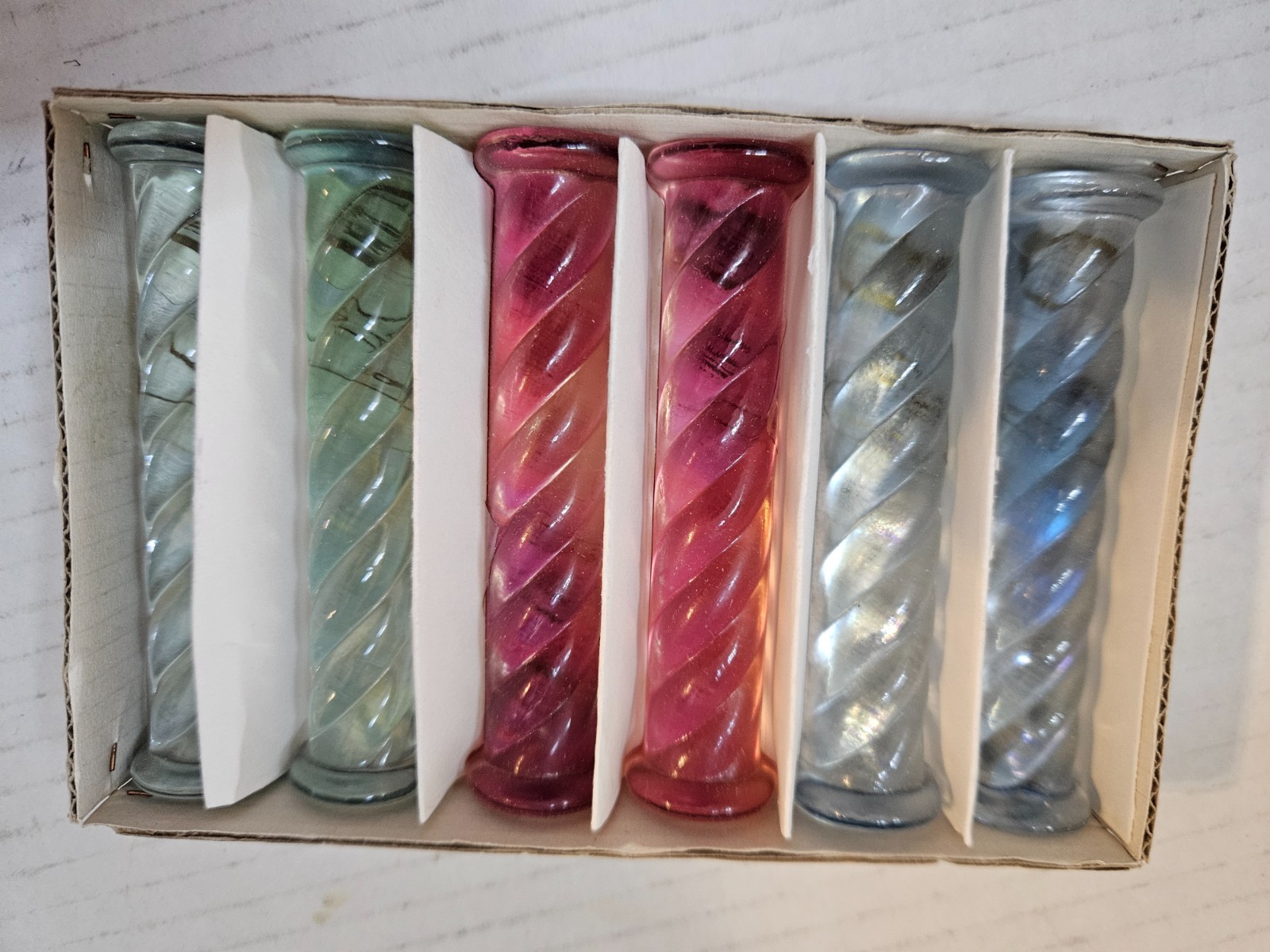 Kestarto Hungary Vintage Crystal Swirl Knife Rests (6) #2 Excellent