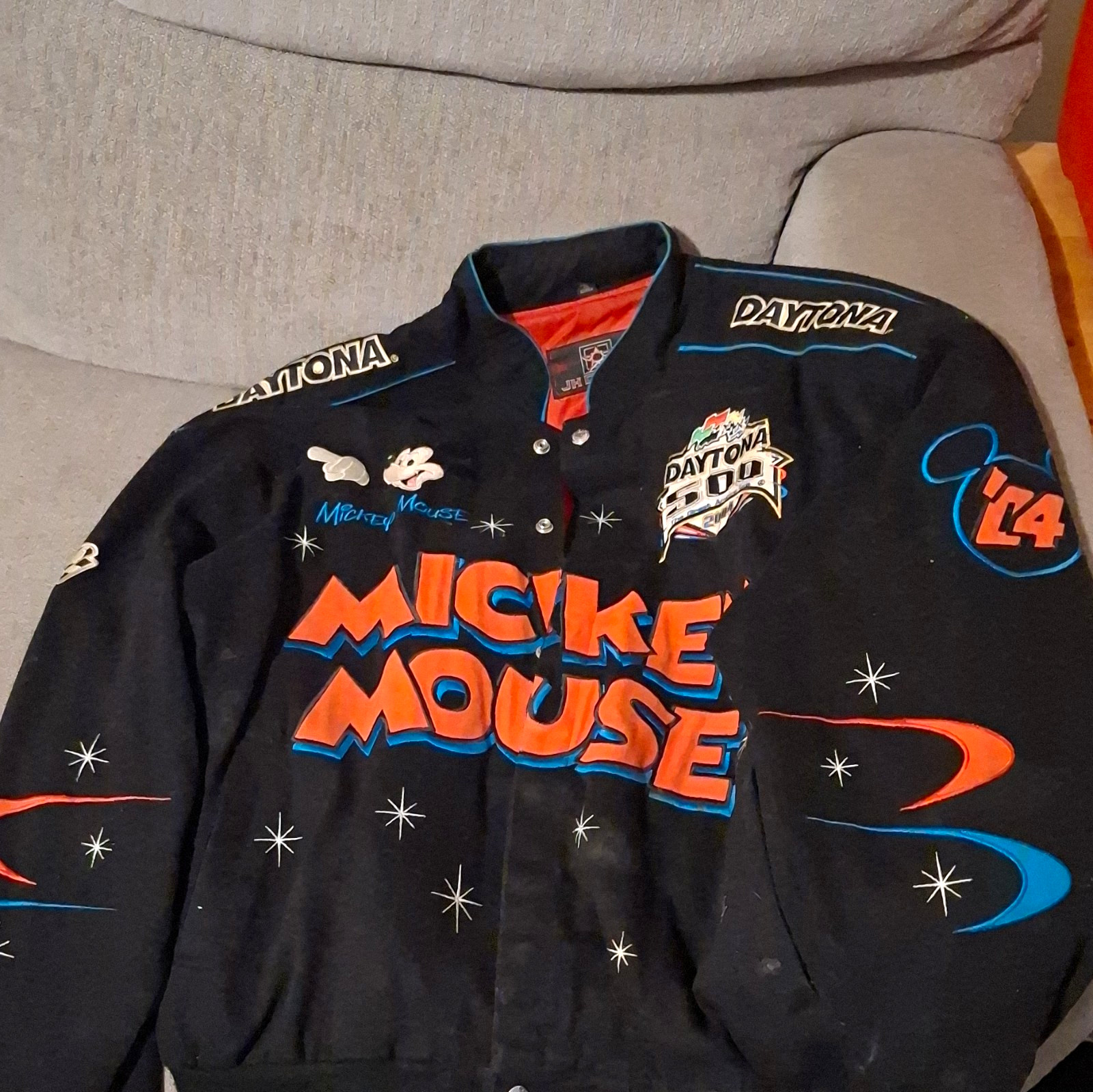 Disney Mickey Mouse Daytona 500 Racing Jacket Adult - Black Orange Blue White