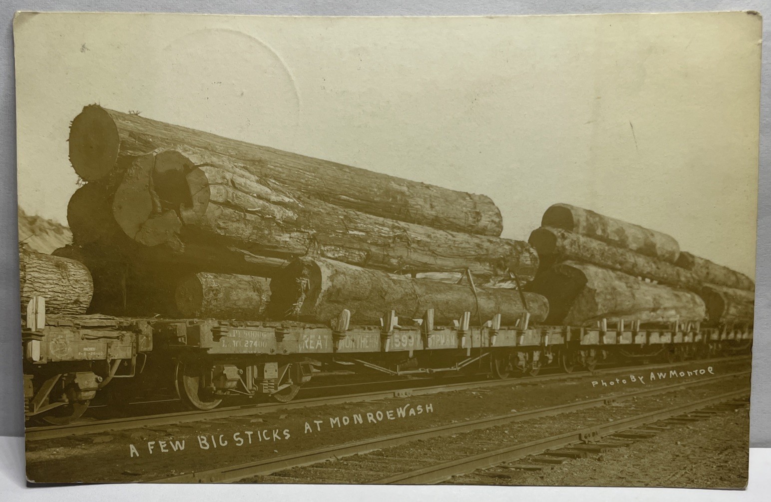 1912 Rppc Monroe Washington Logging Railroad A Few Big Sticks Postcard
