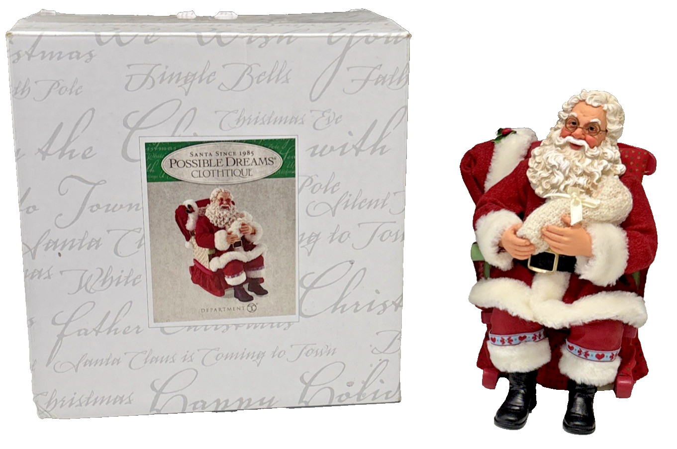 Dept 56 Possible Dreams Clothtique Rockabye Baby Musical Santa Figurine 4023490