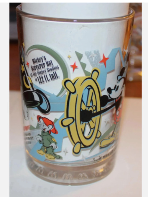 McDonalds 2002 Walt Disney World Character Glass Mickey Mouse Donald Duck Dopey