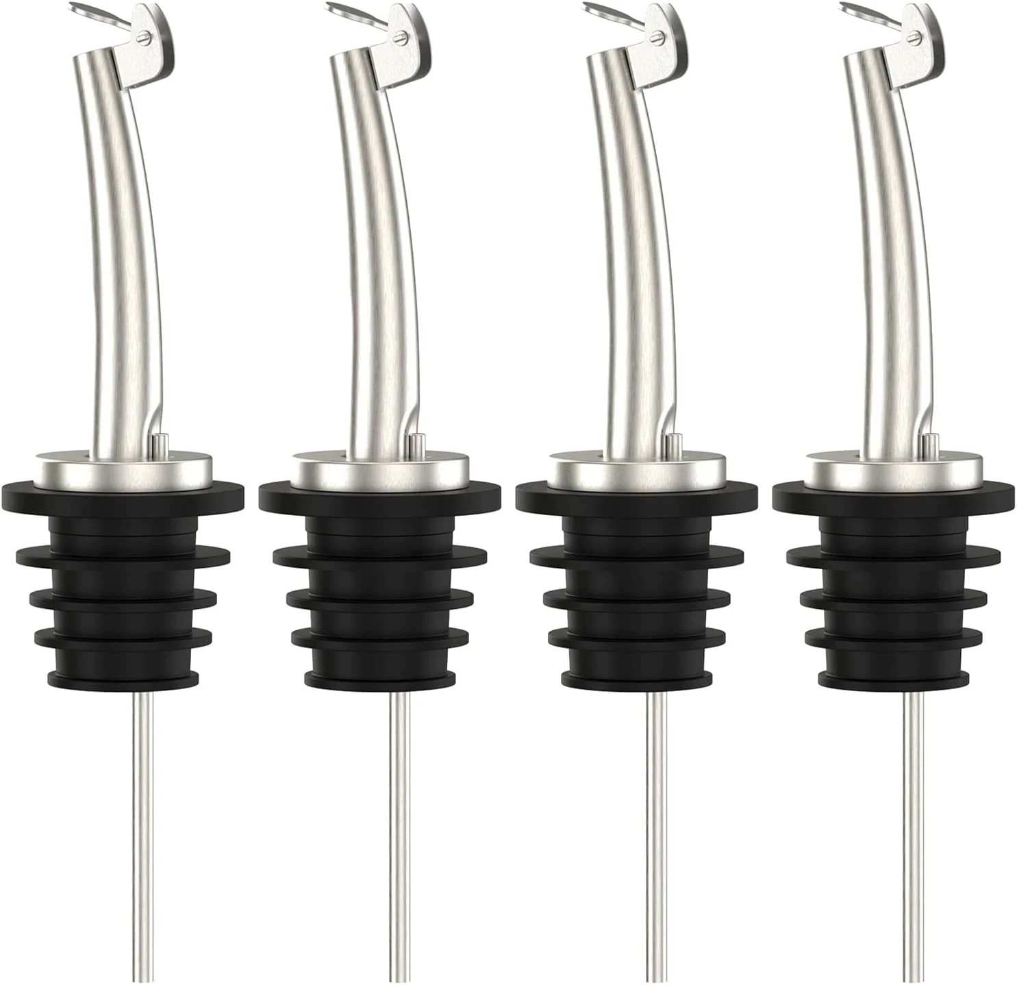 4 Pcs Oil Spout Liquor Bottle Pourer Spouts Stainless Steel Speed Pour Spouts Ol