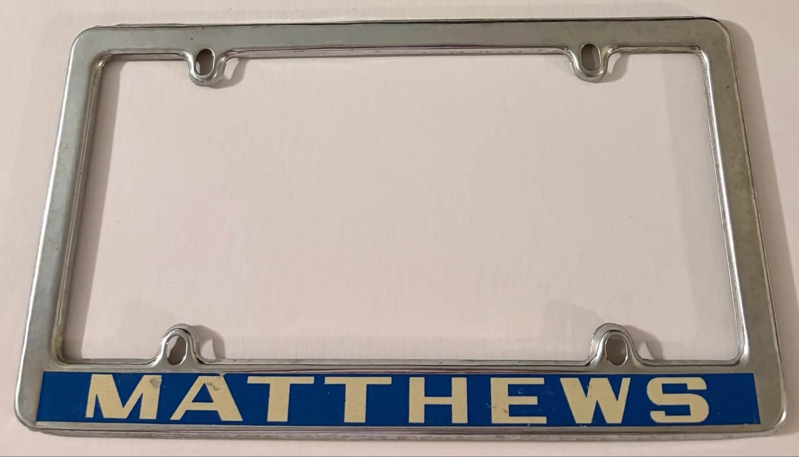 Vintage Matthews Dealership Booster License Plate Frame Vestal New York