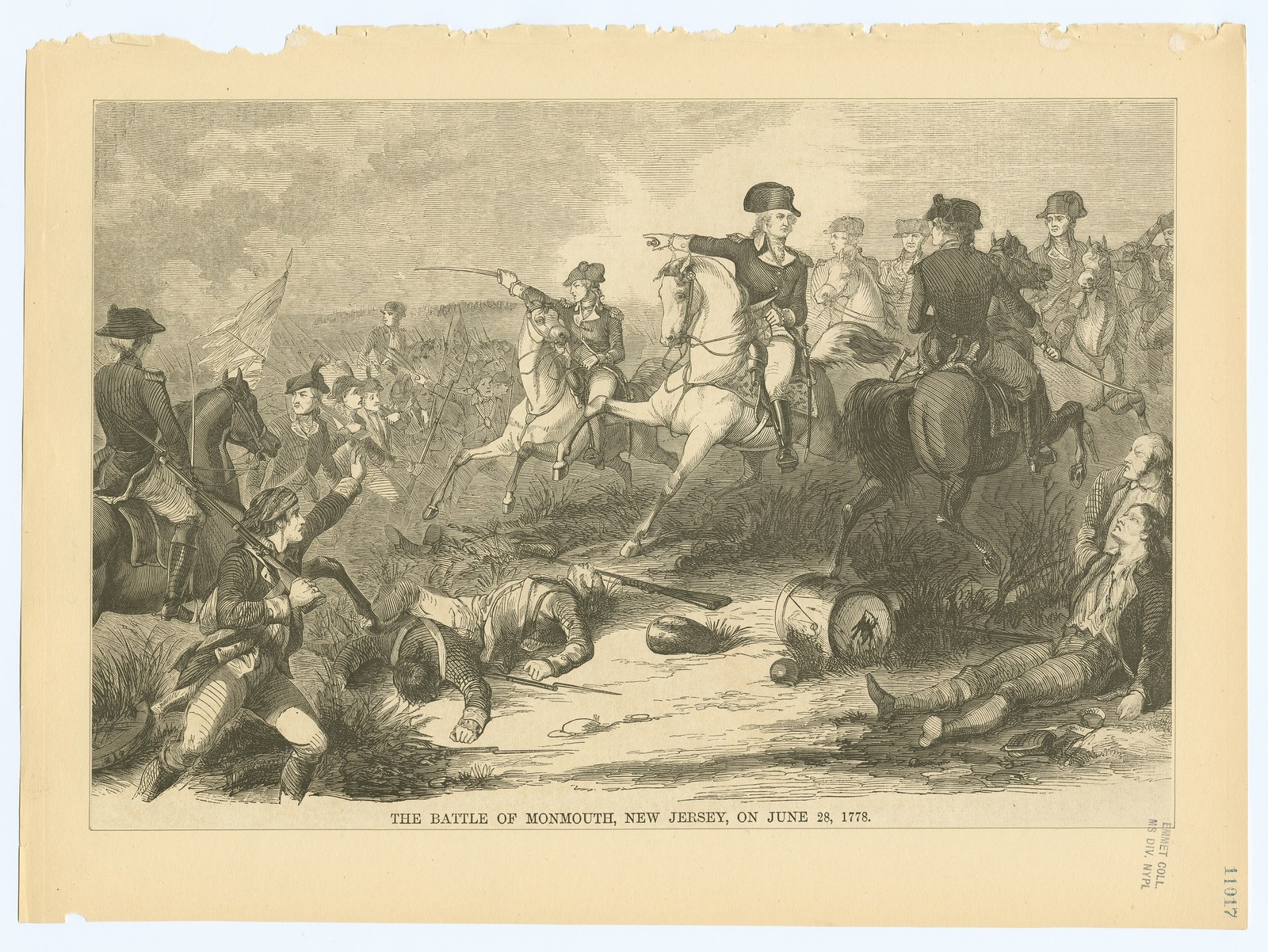 Battle of Monmouth 1778 Vintage Revolutionary War Lithograph Reprint Wall Art