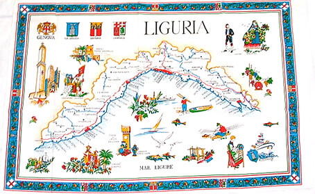 Liguria, Italy Souvenir Linen Tea Towel - Kitchen Towel, Made in Italy Liguria, Italy Souvenir Linen Tea Towel - Kitchen Towel, Made in Italy