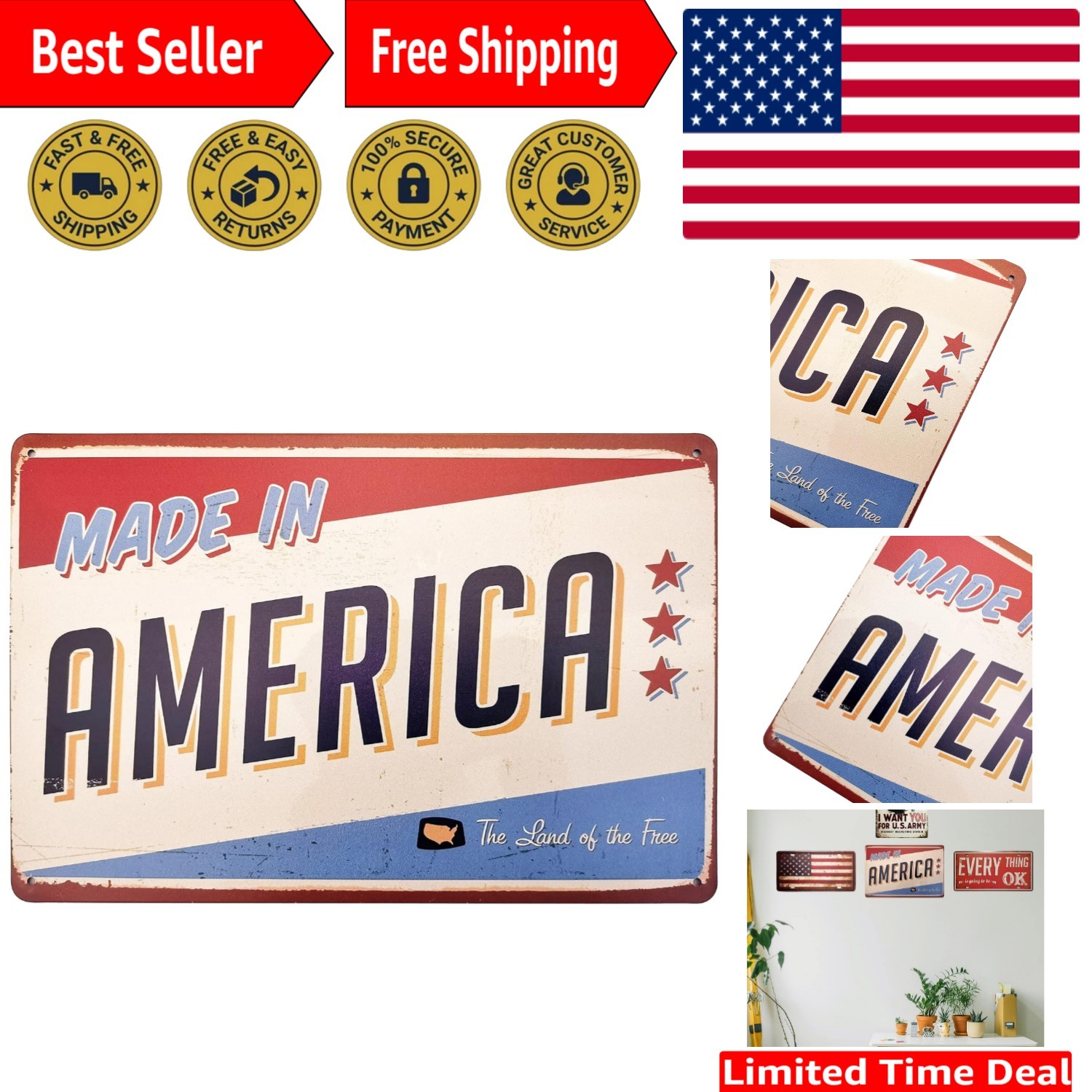 Charming 12 x 8 Metal Vintage Sign - Perfect for Home, Bar, or Coffee House