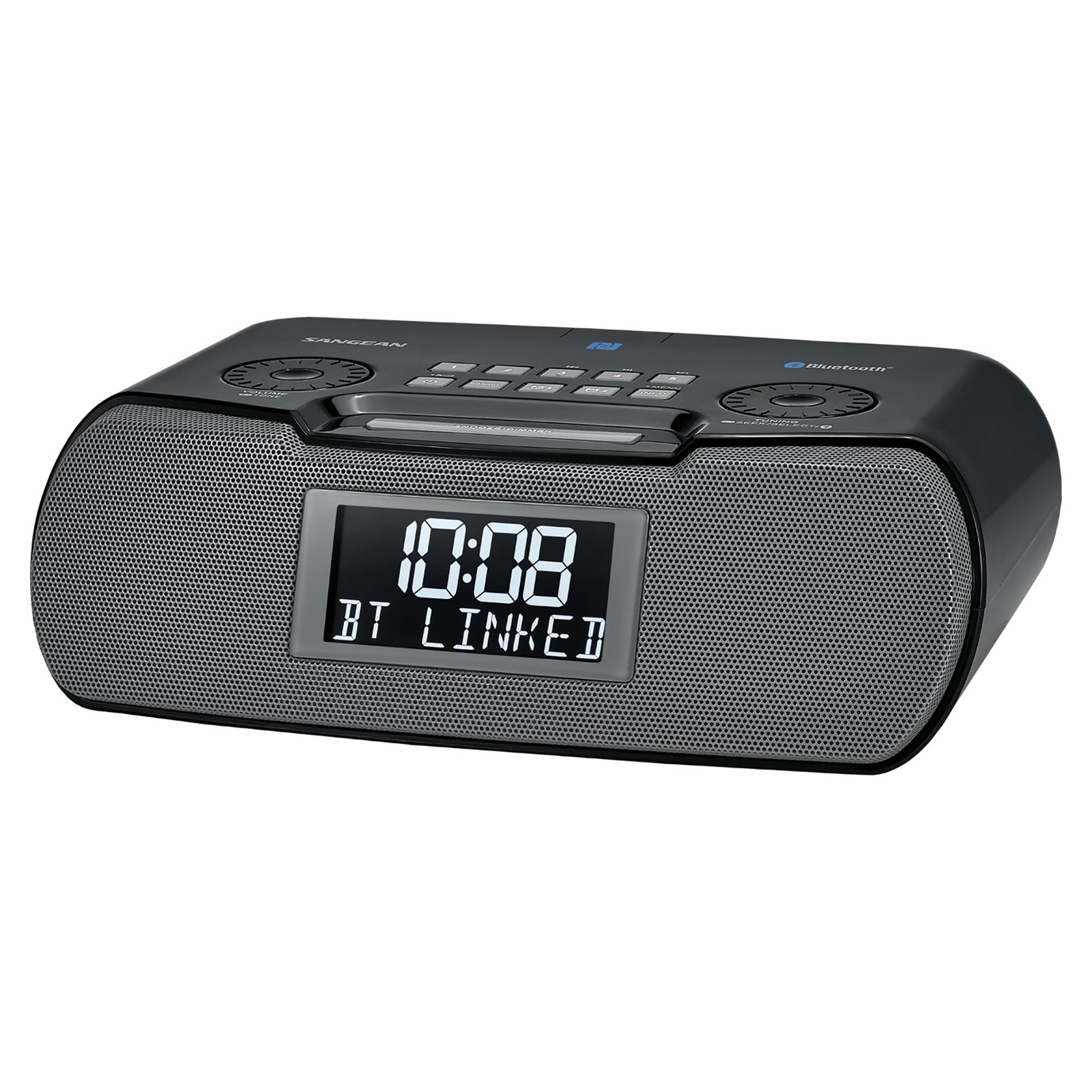 Sangean RCR-20 Clock Radio AM/FM Bluetooth Digital Tuning USB Black