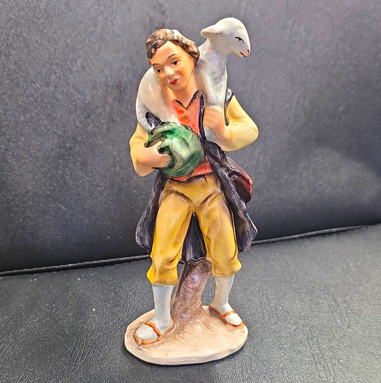 Vintage Friedel Bavaria Shepherd Boy Lamb Figurine West Germany Hand Painted