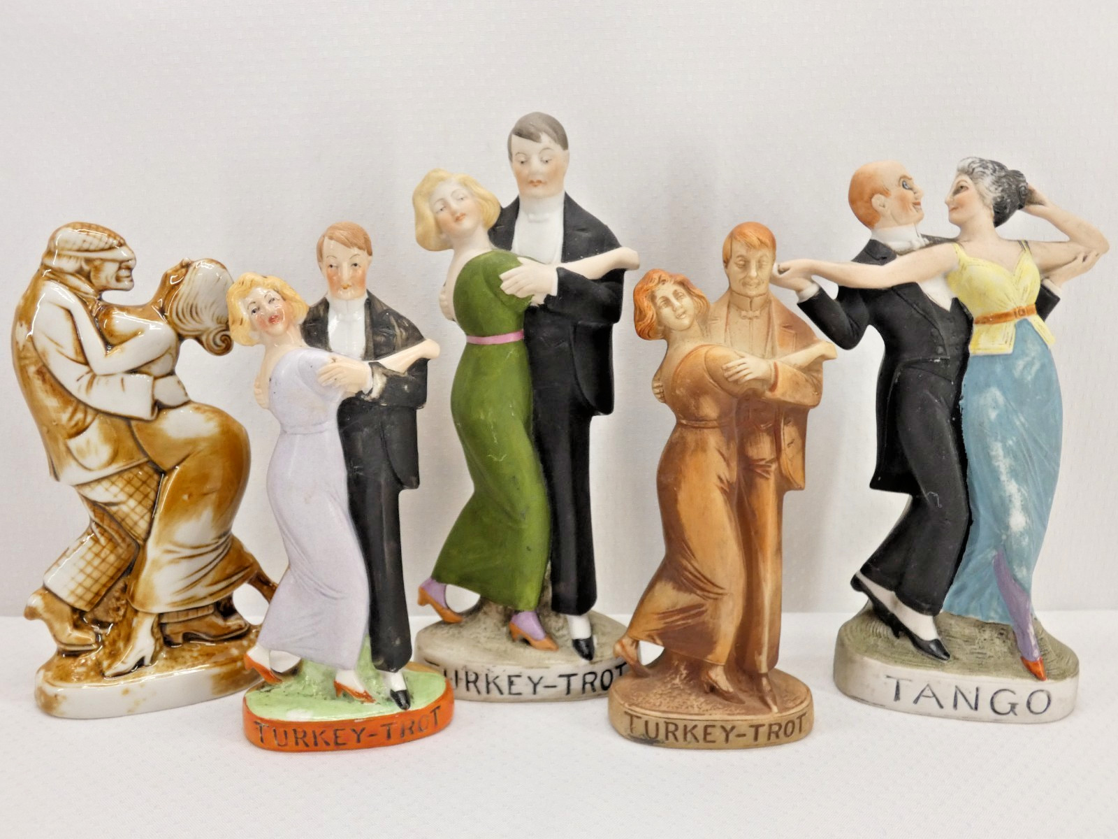 #57 Schafer Vater German Porcelain Figural Bottle Flask Vase LOT of 5 Dancers