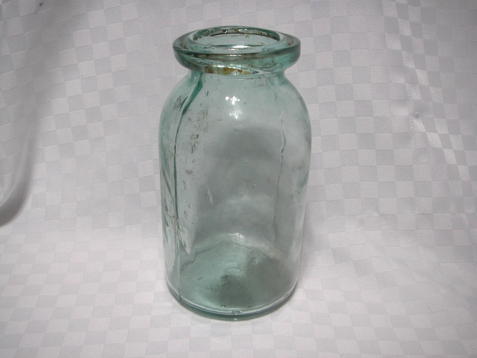 OLD, ANTIQUE  CRUDE, PRIMITIVE WAX SEAL CANNING JAR, FRUIT JAR