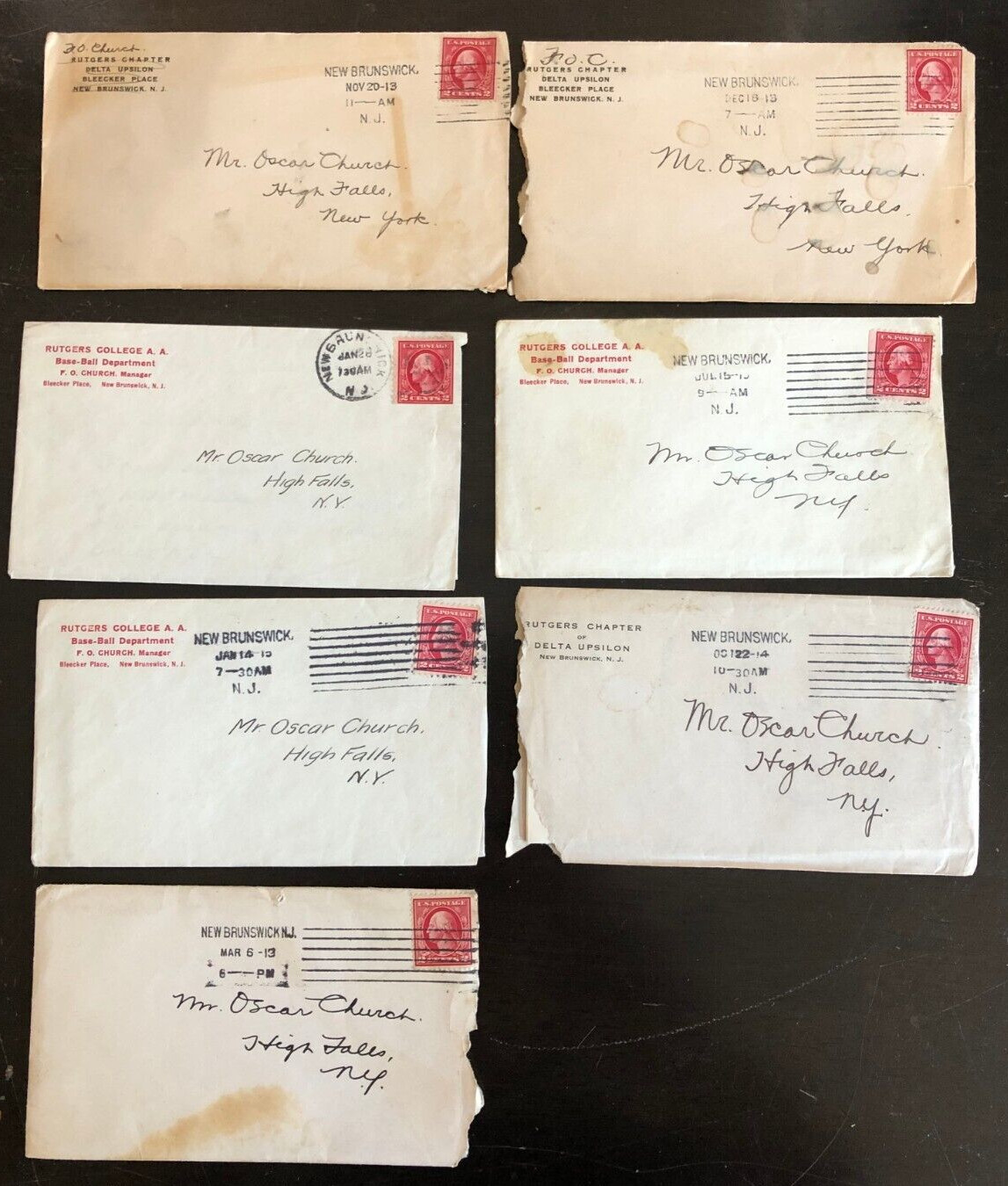Lot of Antique Handwritten Letters 1911-1914 Rutgers Baseball Church Family ++++ Lot of Antique Handwritten Letters 1911-1914 Rutgers Baseball Church Family ++++