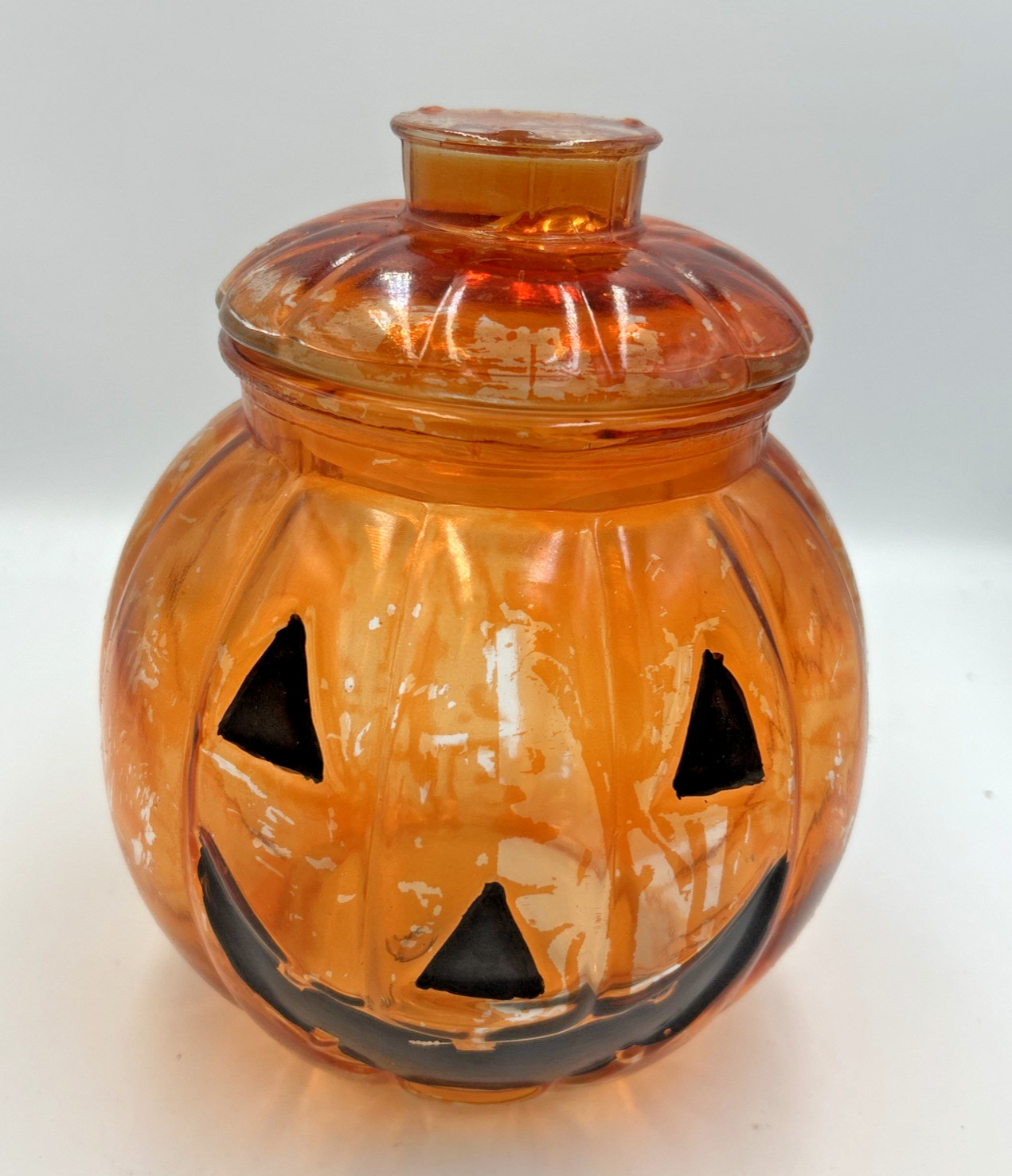 Vintage Cracker Barrel Halloween Jack O'Lantern Pumpkin Cookie Jars With Lid