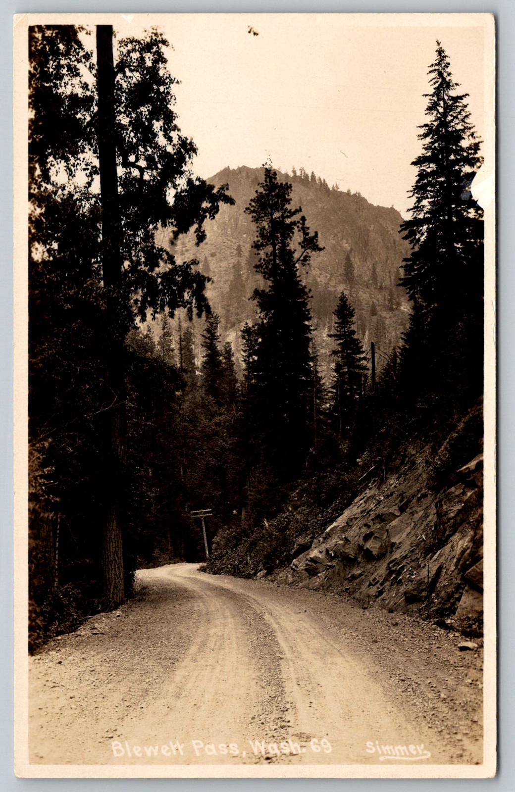 RPPC c1920s Blewett Pass Washington Dirt Highway Simmer Postcard RPPC c1920s Blewett Pass Washington Dirt Highway Simmer Postcard
