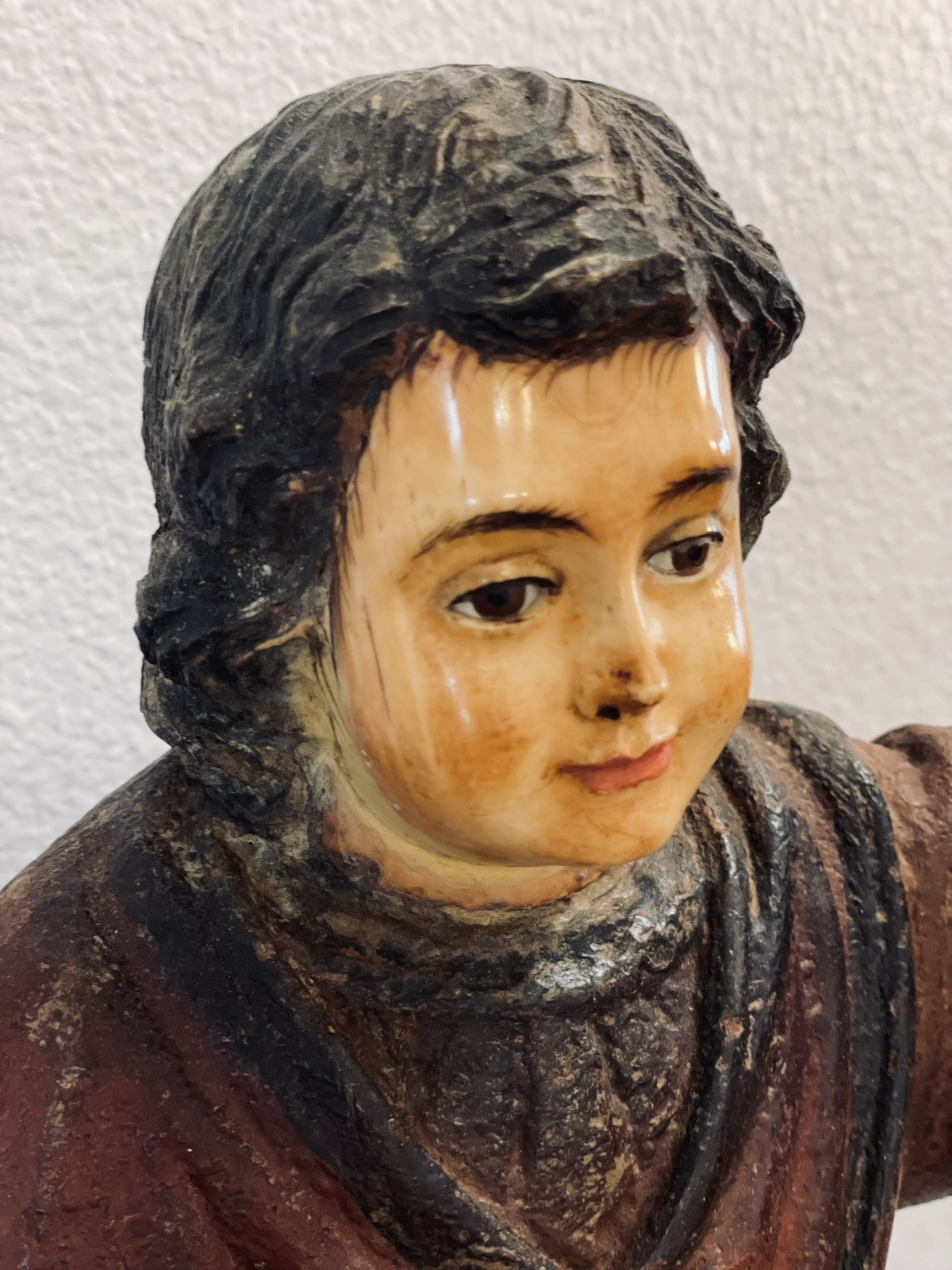 Antique Circa 1840 Carved & Painted Wood Santos Depicting Infant Christ Child