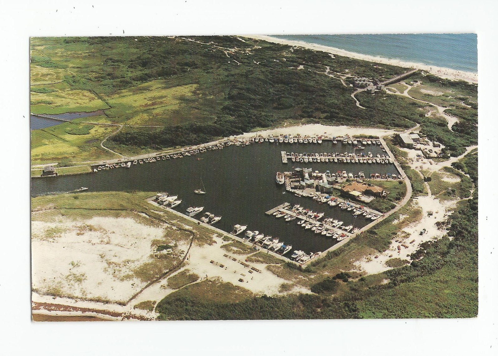 Postcard: Watch Hill Marina, Fire Island National Seashore, New York; aerial Postcard: Watch Hill Marina, Fire Island National Seashore, New York; aerial