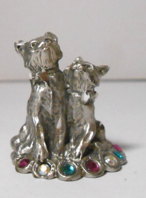1994 Jaycraft Miniature Pewter Cat Figure Figurine w Stones