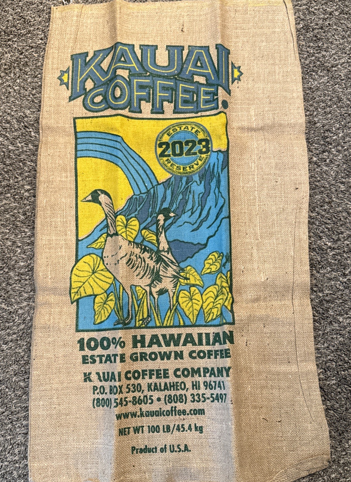 Kauai Coffee Company 2023 Estate Reserve Burlap Coffee Bag