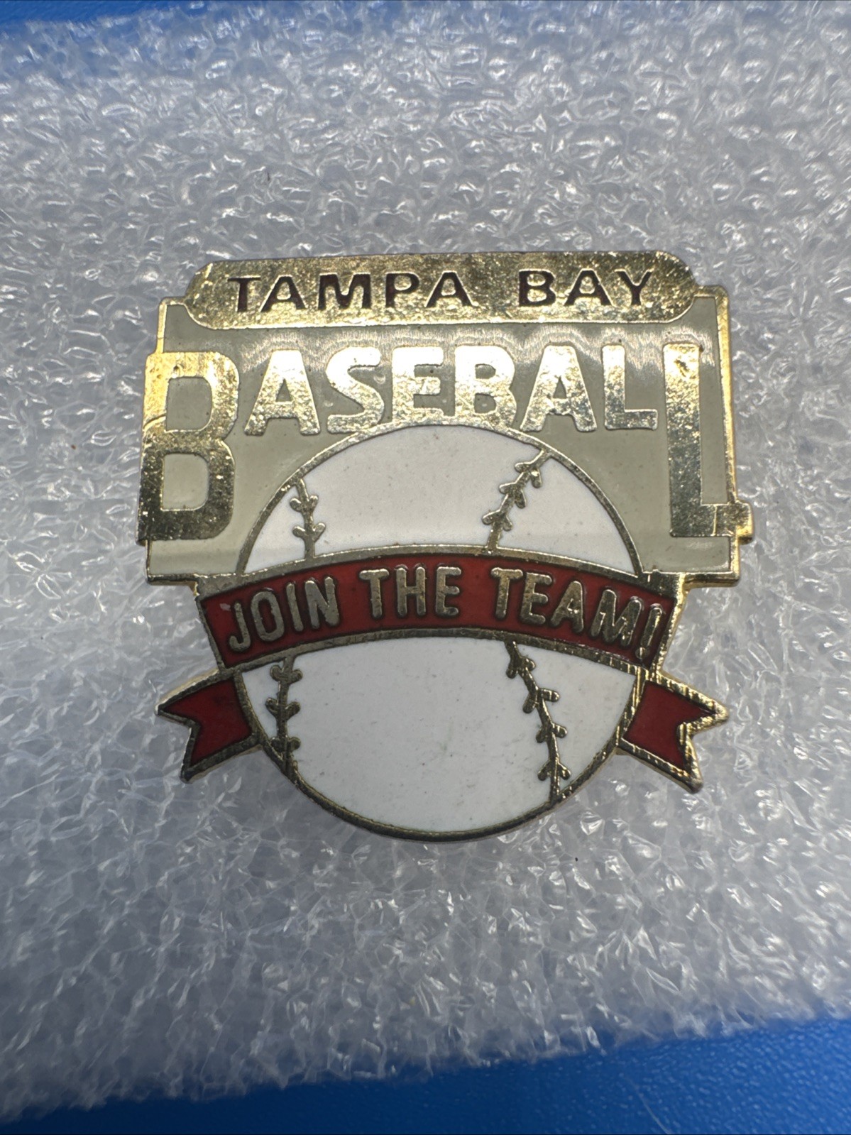 Vintage Tampa Bay Baseball Join The Team Enamel Pin 1990s MLB Stadium Campaign