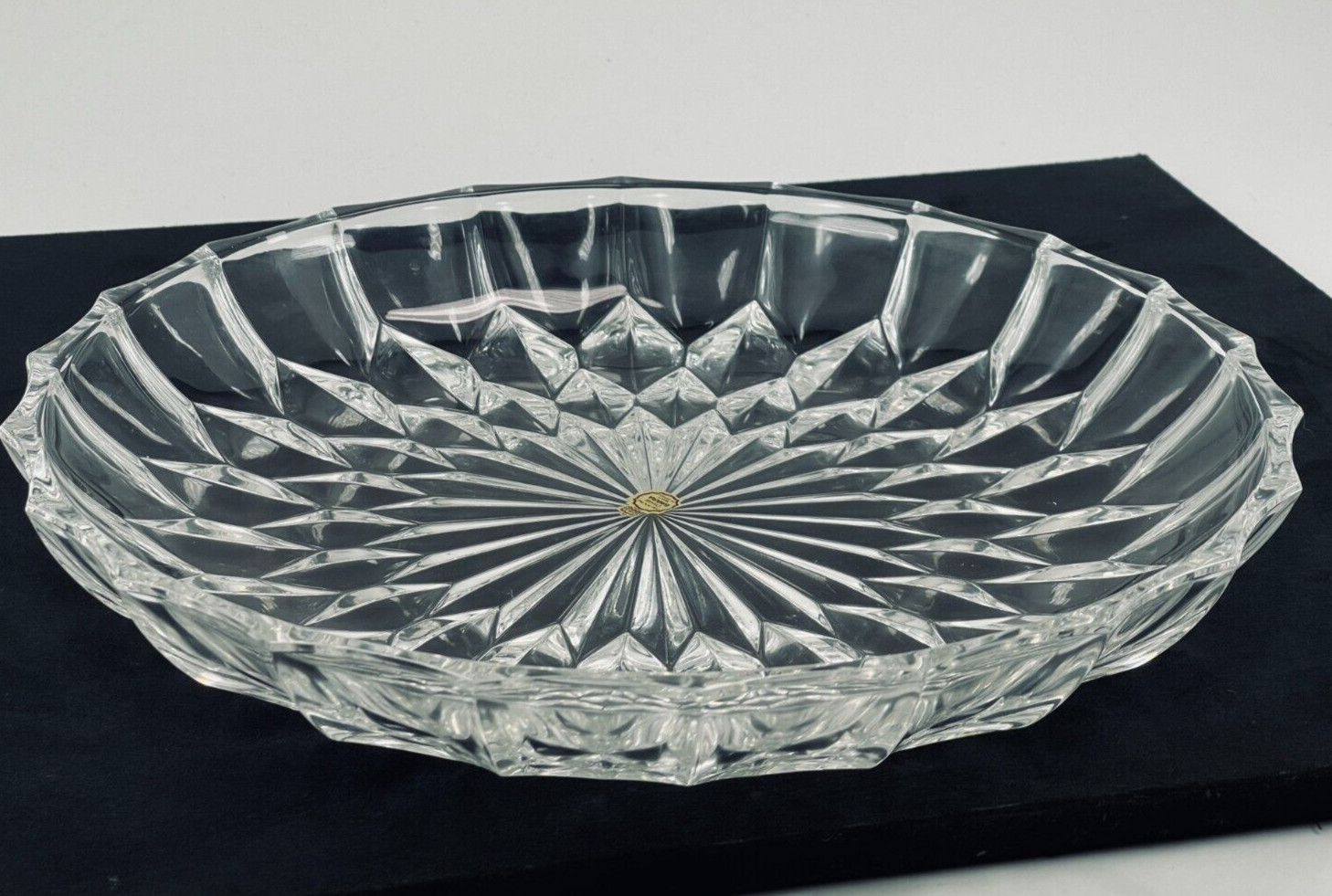 Vintage Bavaria West Germany Crystal Glass Shallow Bowl Serving Dish Tray 11.25\