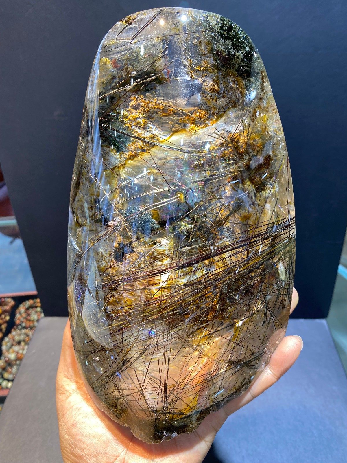 5.8LB Rare Top Natural Copper black Rutilated Quartz Crystal Mineral specimens