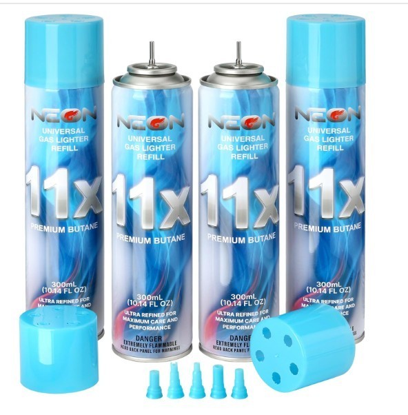 4 Can Neon 11X Refined Butane Lighter Gas Fuel Refill 
