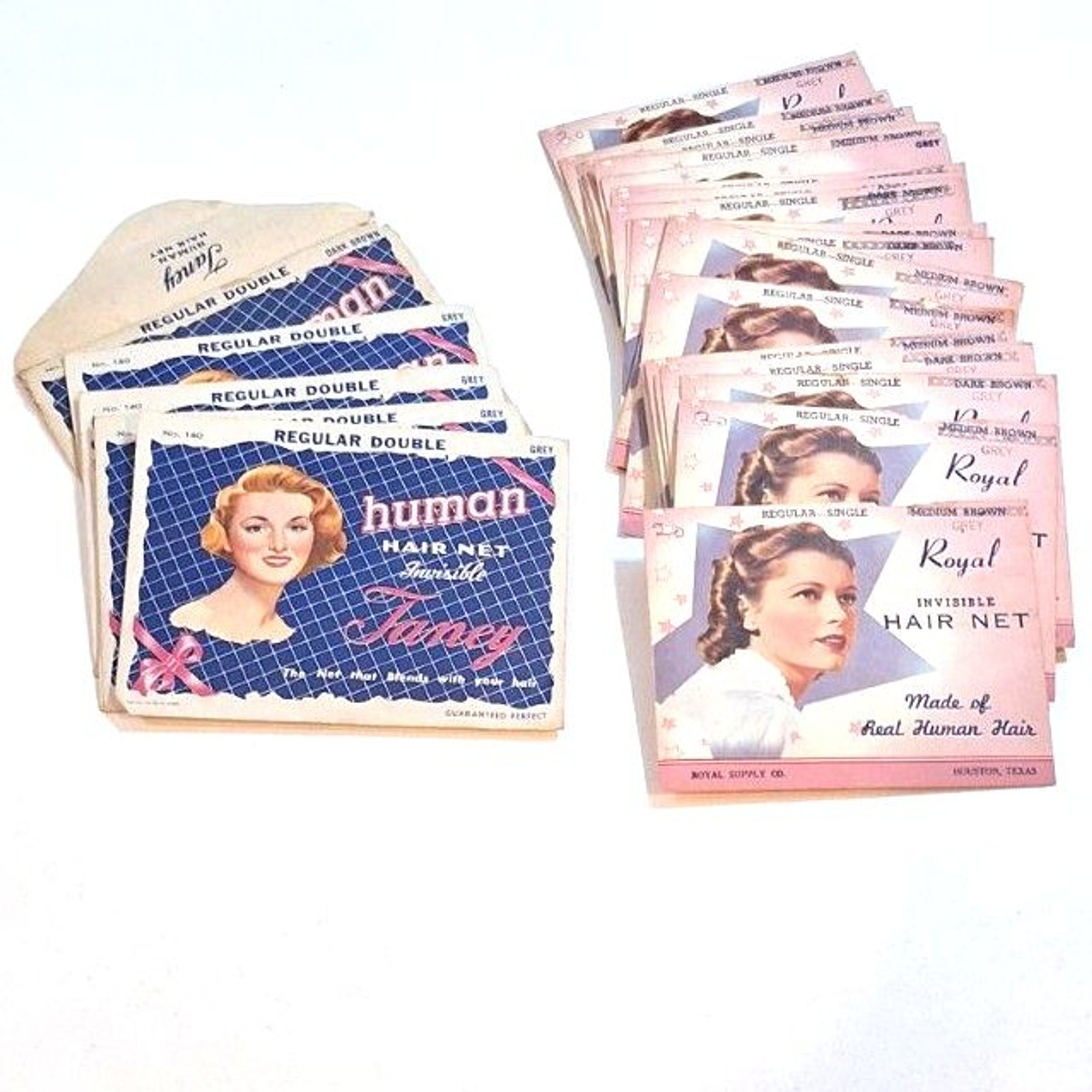 Vintage Human Hair Net Lot 1940s 1950s Fancy & Royal Packets Ephemera