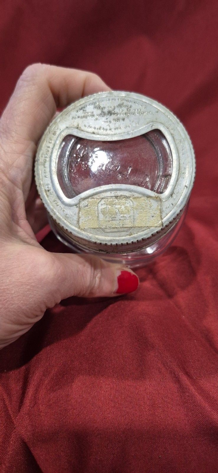 Vintage Topper Presto Wide Mouth 8 Oz. Canning Jar Marked Glass Top Insert