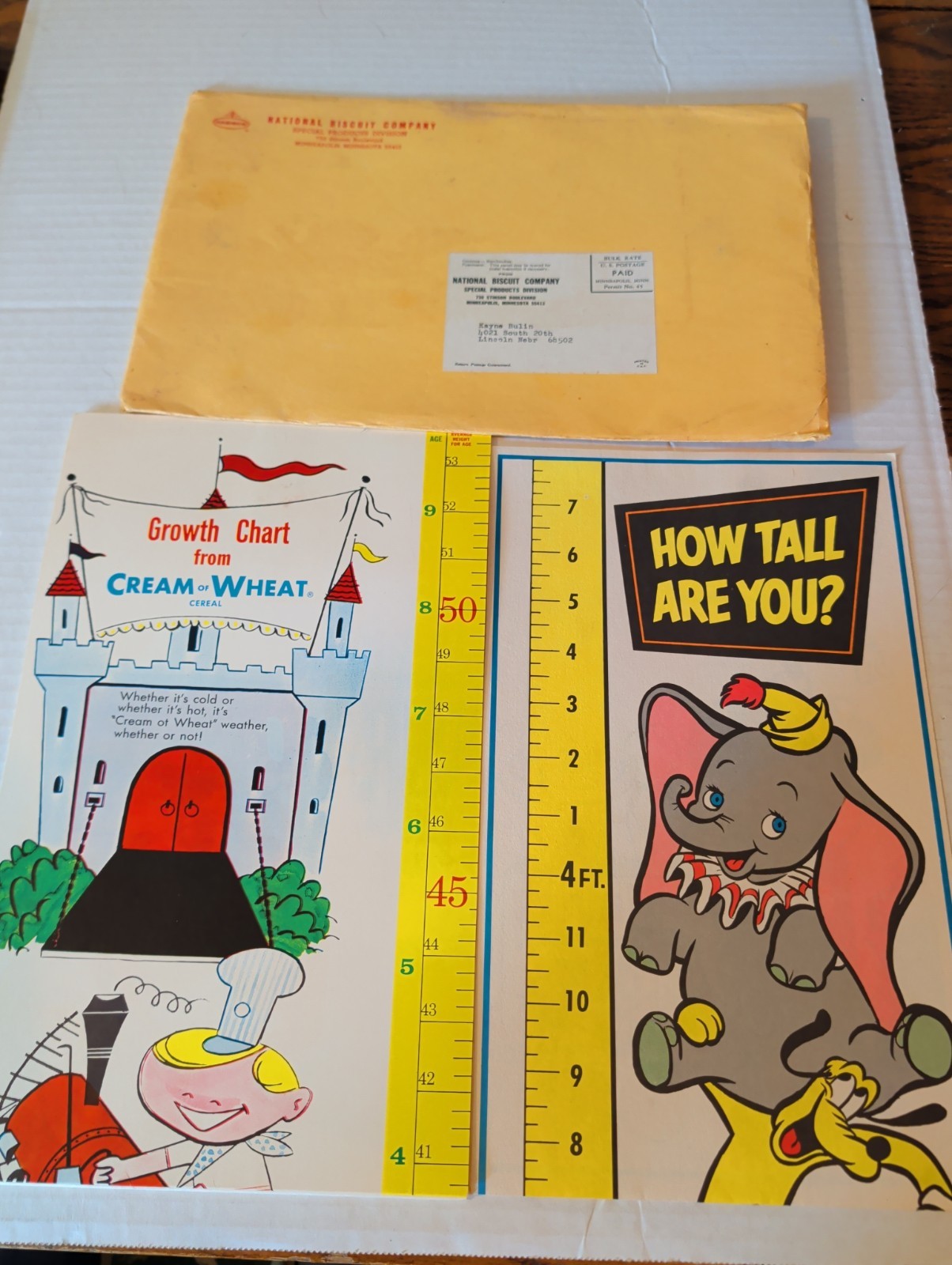 Two Advertising Children\'s Growth Charts Walt Disney Royal & Cream Of Wheat