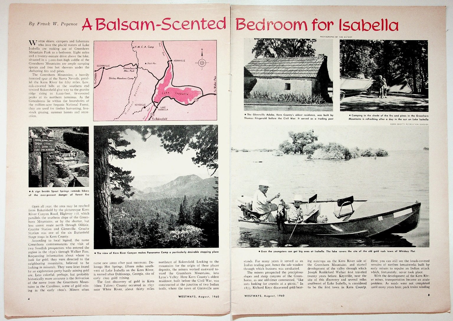 Westways Magazine Lake Isabella Greenhorn Mountains Article 1960 California