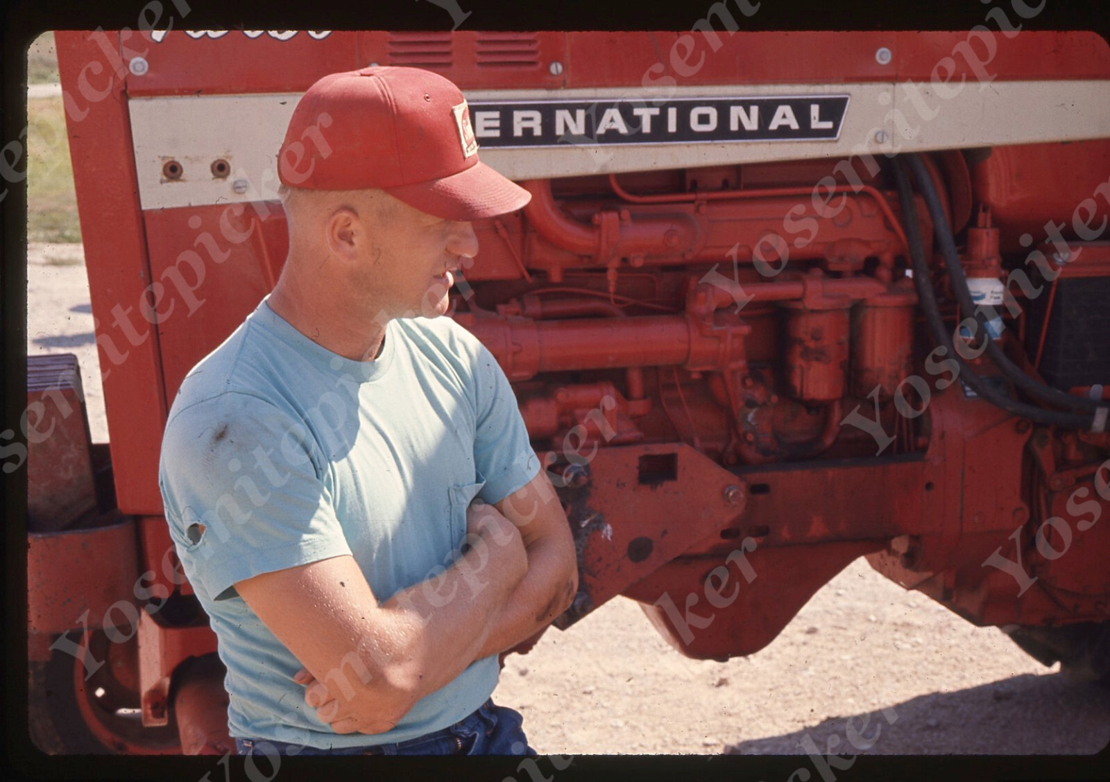 Sl87 Original Slide 1970\'s  Nebraska Omaha farmer International tractor 633a