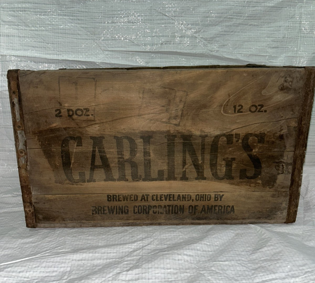 Vintage Carling’s Beer Wooden Crate Cleveland Ohio Brewing Corp Advertising