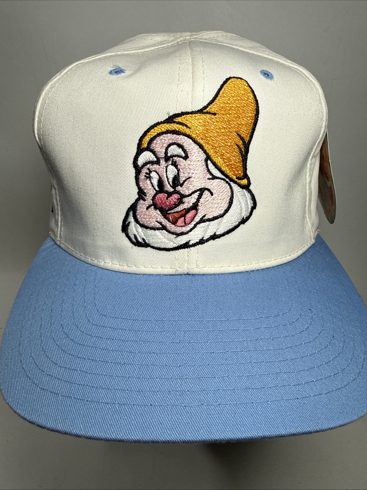 Disney Vintage Snow White Seven Dwarfs Happy Light Blue Snapback Hat