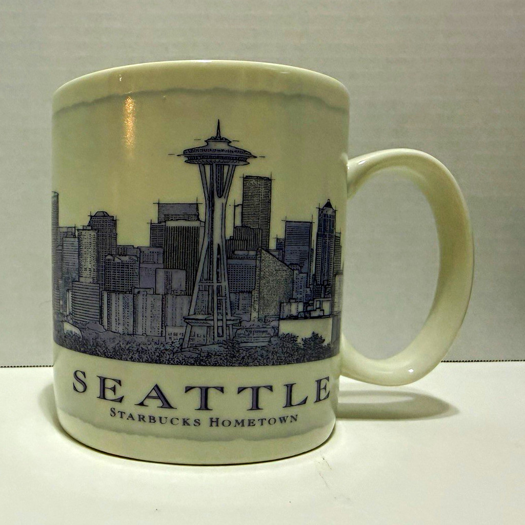 Starbucks Hometown Seattle Ceramic Mug 18 fl oz White/Blue 2006