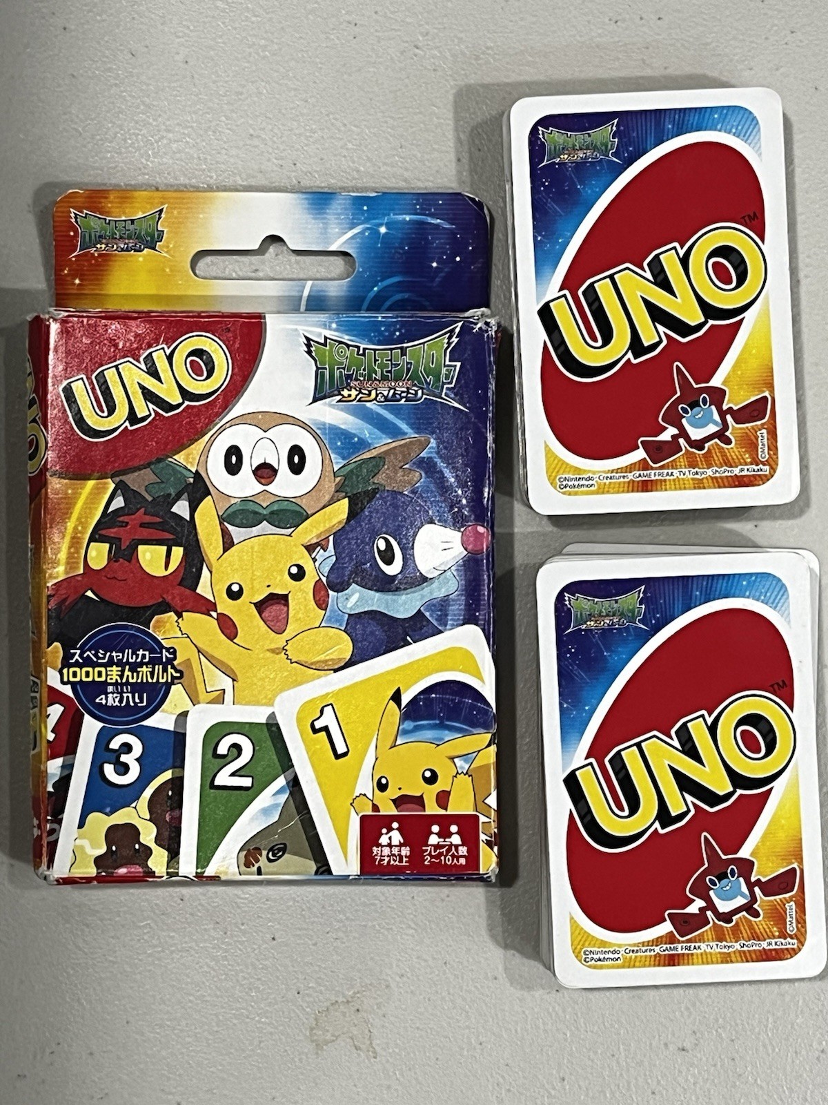 Japan UNO Pokemon Sun & Moon Cards Card Game W/ Box Pikachu Limited Rare