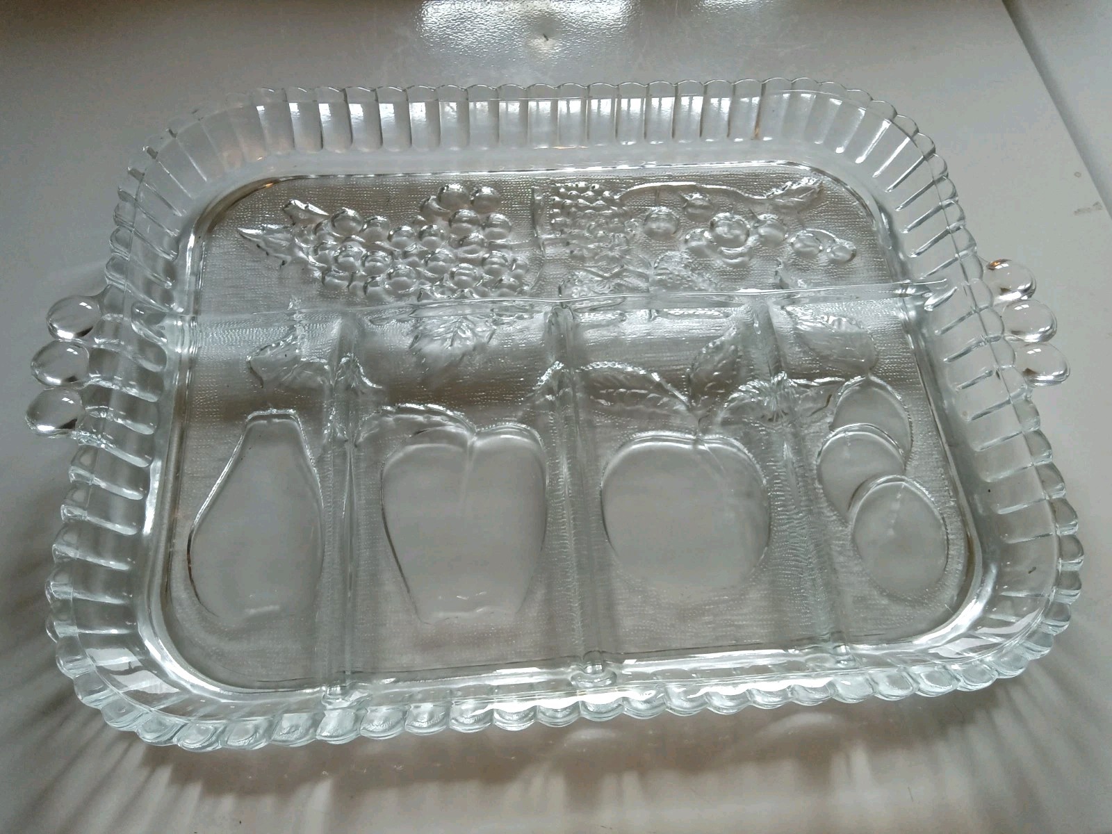 Vntg Indiana Glass 5 Section Divided Relish Tray 